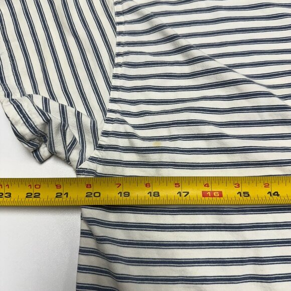 Vintage Code Bleu Crop Top T Shirt Womens Small 20x18 White/Blue Striped 90s - Picture 11 of 12